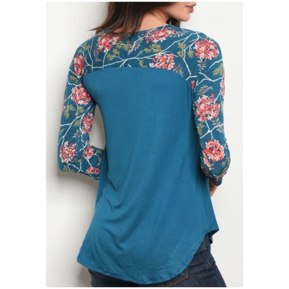 🌺 Teal Floral Top - Picture 4 of 4